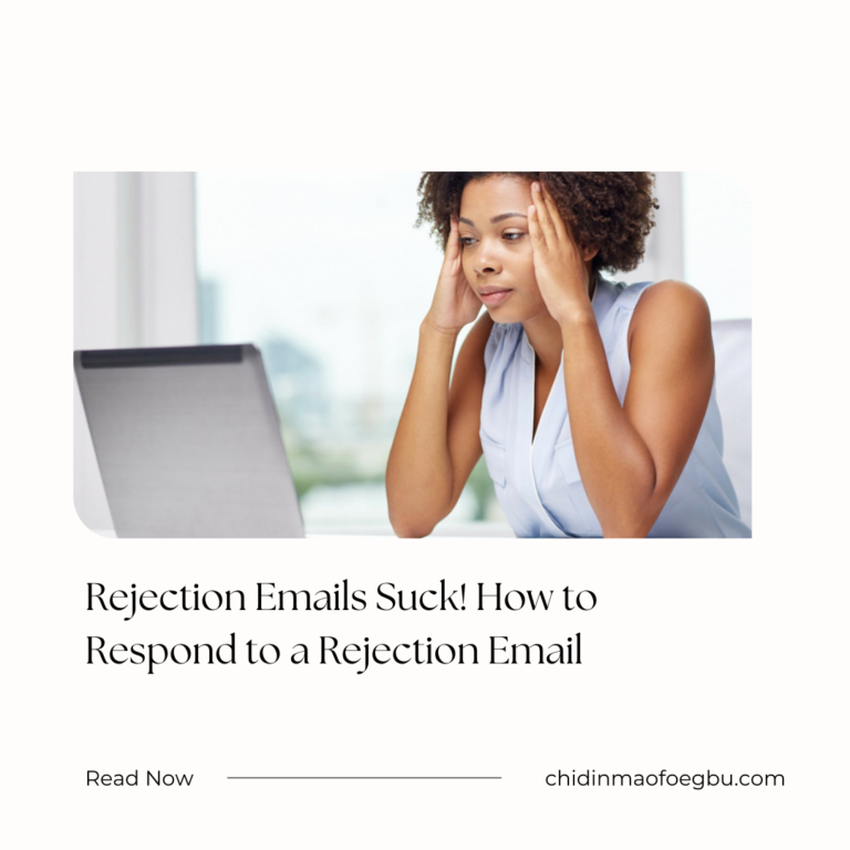 Blog banner for the article 'How to Respond to Rejection Emails,' featuring an image of a frustrated woman